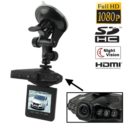 1080P Full HD 2.4 inch Screen Vehicle DVR, Support Night Vision & SD Card, 4X Digital Zoom, AVI Video Format, HDMI Output / AV O